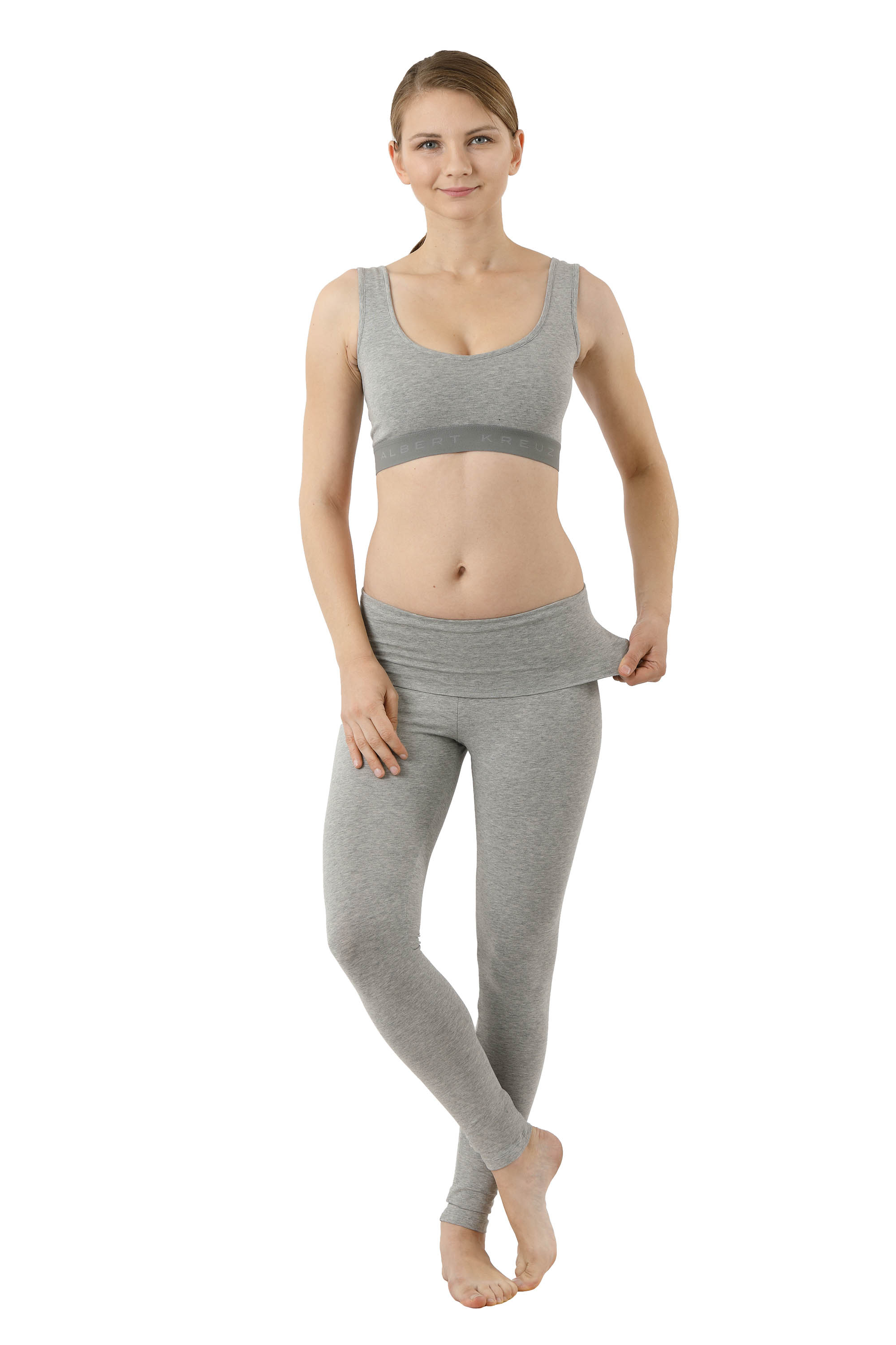 ALBERT KREUZ  Women's yoga leggings organic stretch cotton gray