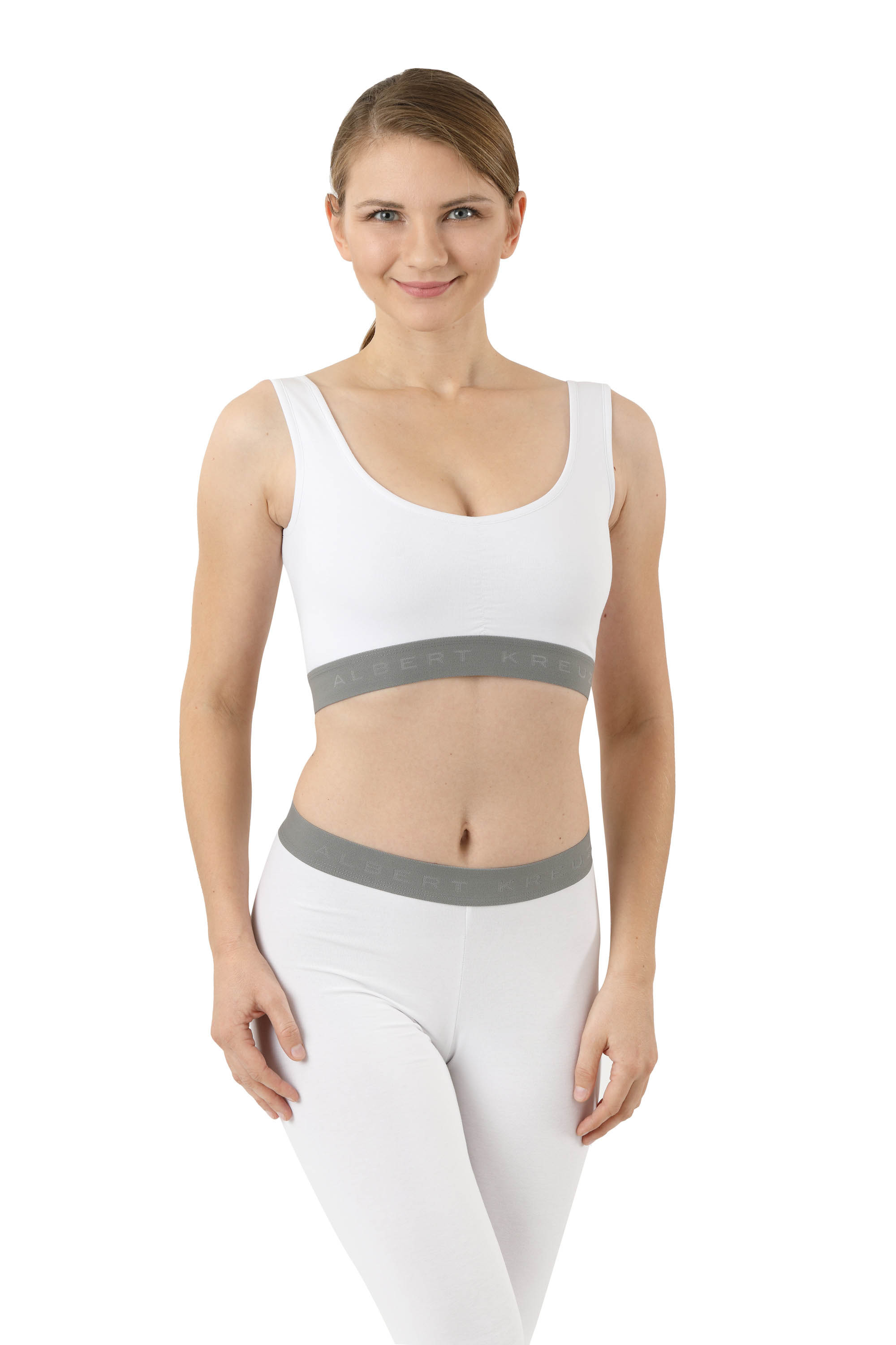 ALBERT KREUZ  Women's slip-on wireless comfort bra organic stretch cotton  white