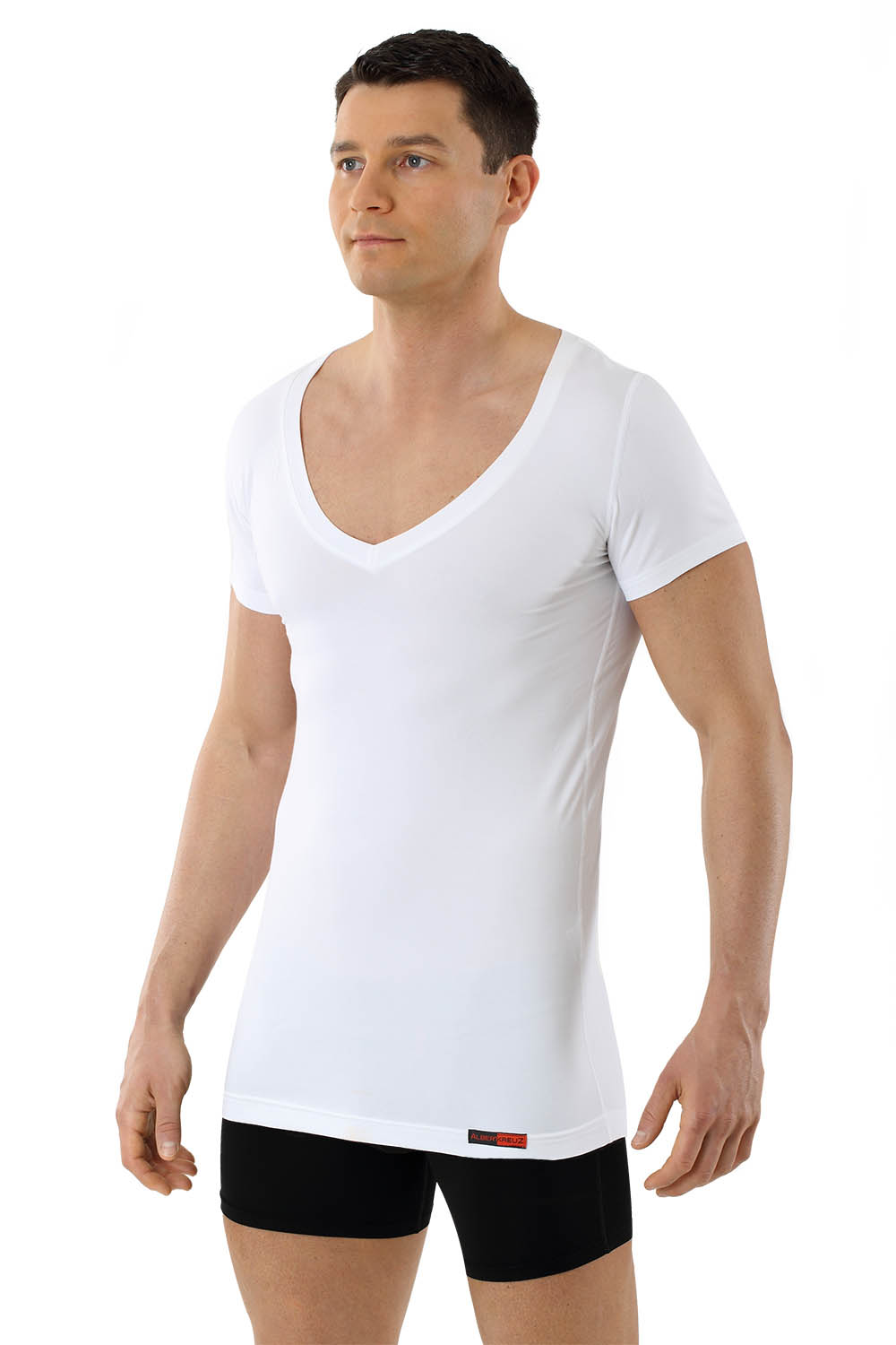 ALBERT KREUZ  Men's functional Coolmax business undershirt with deep v-neck  white