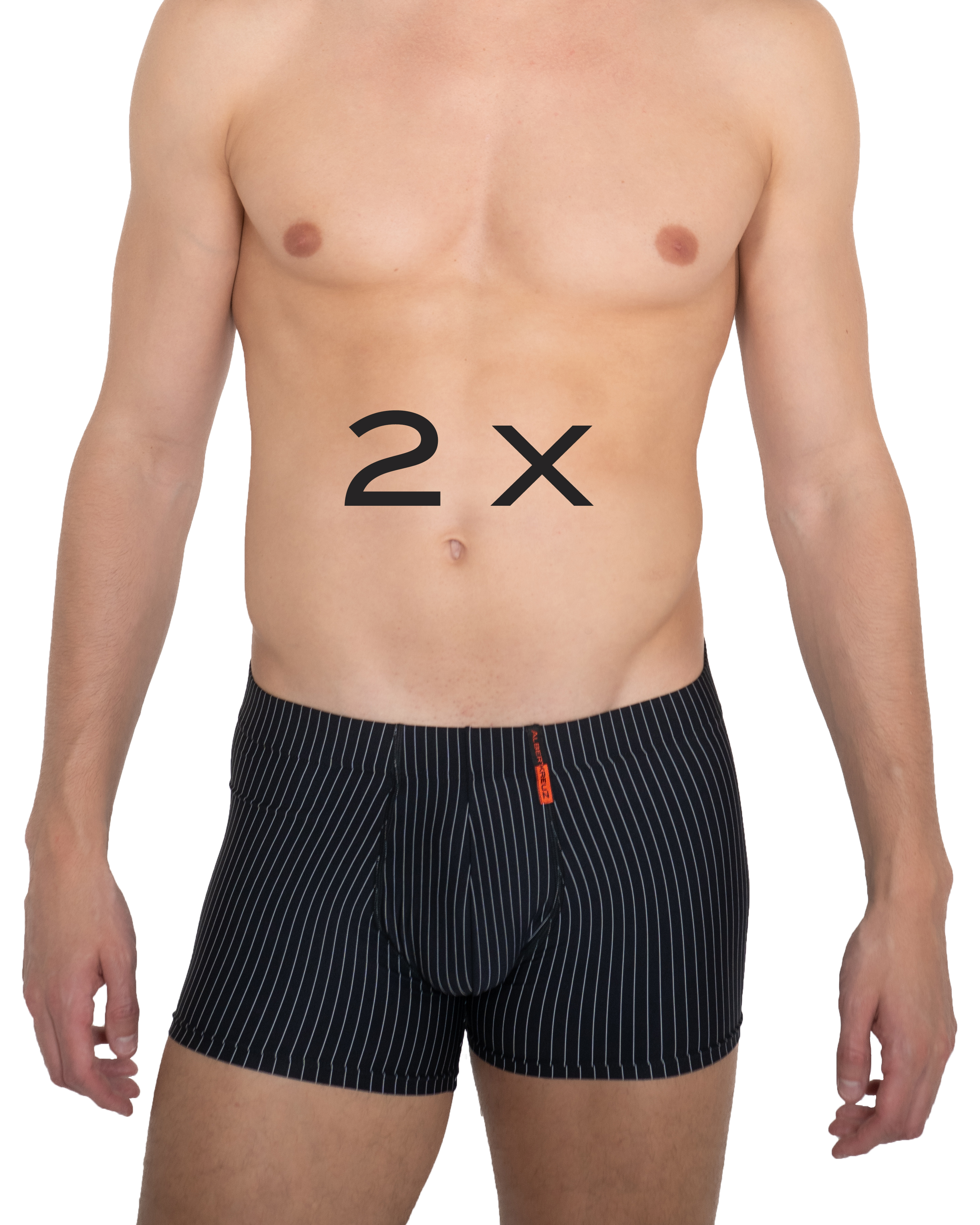 ALBERT KREUZ  2-Pack Men's microfiber boxer briefs black with fine  pinstripes