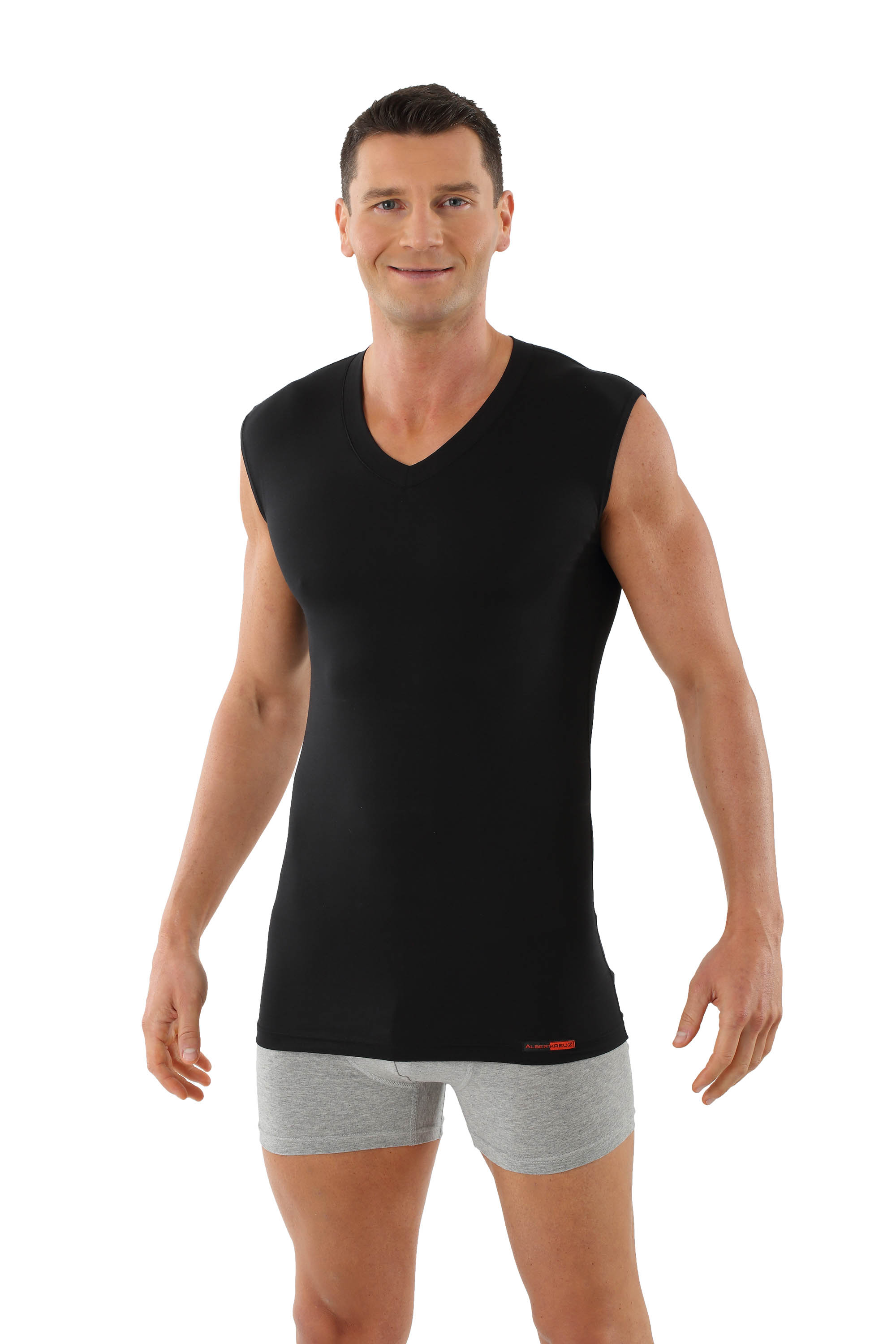 ALBERT KREUZ Mens tank top undershirt "Hamburg" flat vneck stretch