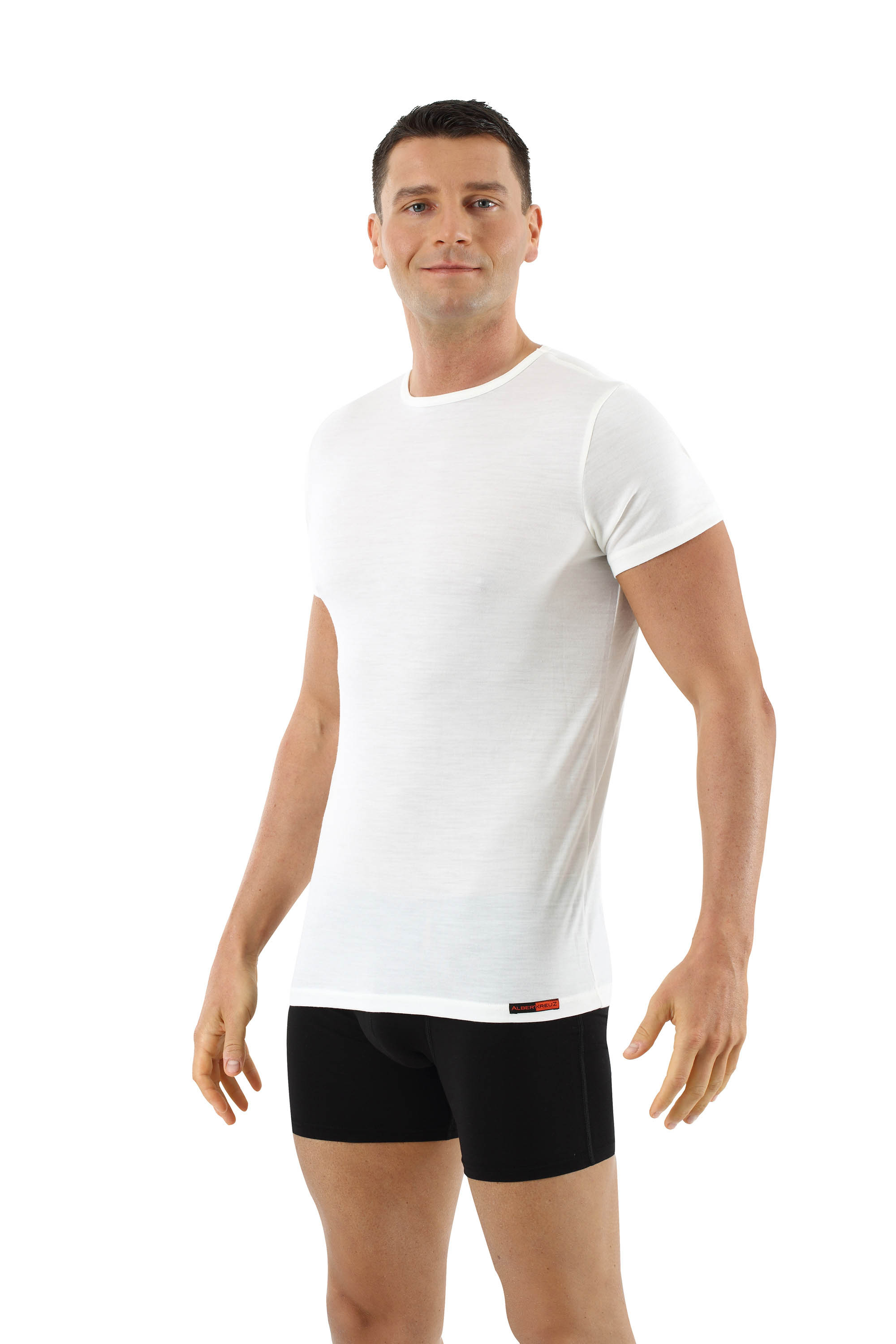 ALBERT KREUZ Men's undershirt merino wool short sleeves crew neck off